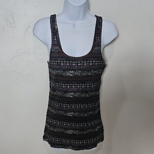 Mossimo Supply Co. Black and Multi-Color Patterned Tank Top